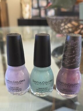SinfulColors Pastel Nail Polish Trio - Lie- Lac Wonder Mint Trend Mattets Valvet